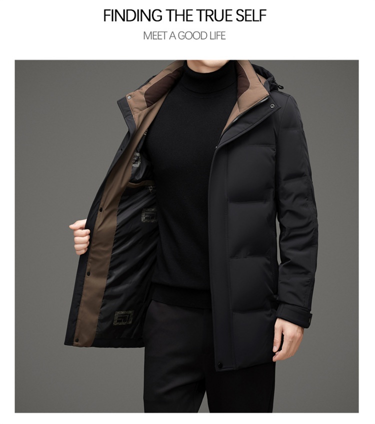 boy Daikumen Thickened 2025 Winter New Mid-Length Outdoor Hooded Down Jacket Men's Clothing_voghion.com