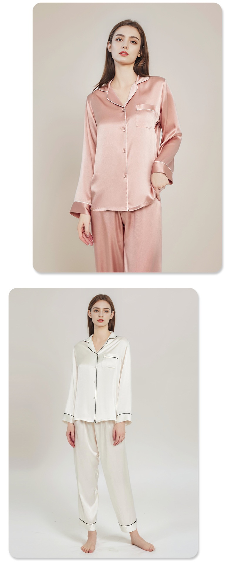 ChicShe European And American Plus Size Pajamas For Women Summer New Sleeve Long Pants 100% Mulberry Silk Thin Homewear Set_voghion.com