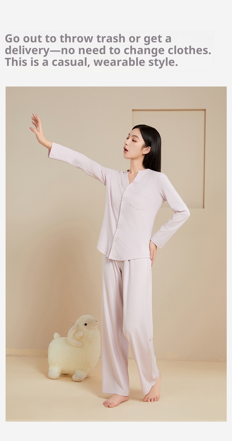 ChicShe Classe A Pigiama da donna in Tencel, traspirante, antibatterico, a maniche lunghe, autunnale, in cotone, per la casa, Xinjiang_voghion.com