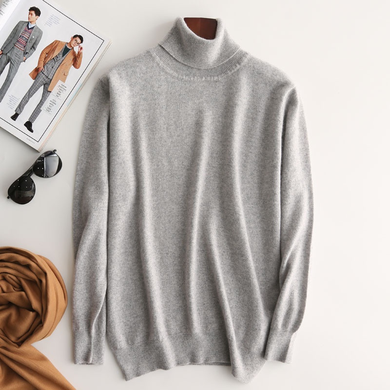 boy Boy Boy Autumn Winter Men's Turtleneck Pullover Turn-down Collar Wool Long Sleeve Plus Size Cashmere Knitted Sweater Base Layer_voghion.com