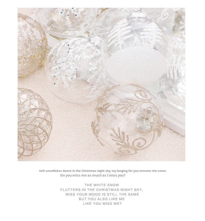 Decorazioni per l'albero di Natale con palline trasparenti in PET dipinte a mano da 8 cm/9 pezzi di Lillian Cross-Border_voghion.com