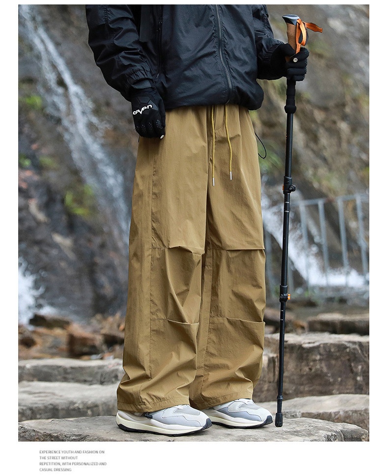 001 Outdoor Hiking Functionele rechte broek voor mannen en vrouwen, snel drogende casual losse waterdichte trekkingbroek met wijde pijpen,_voghion.com