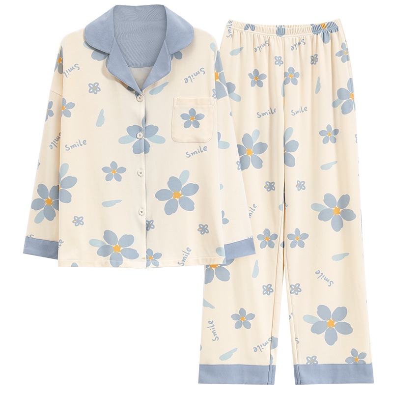 Pigiama ChicShe 100% cotone, primavera e autunno, cardigan a maniche lunghe, caldo abbigliamento da casa, comodo, morbido, vestibilità ampia, da donna._voghion.com