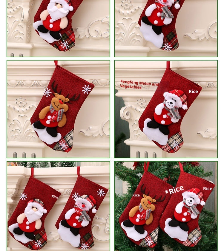 Fournitures de décoration Lillian : Chaussettes de Noël, décorations pour sapin, bas de Noël, sacs cadeaux_voghion.com