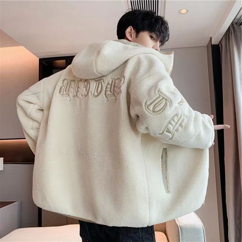 boy Lamb Wool Plush For Men, Autumn 2024 New Style, Particle Fleece Winter Coat, Trendy Brand, Fleece-Lined And Thickened_voghion.com
