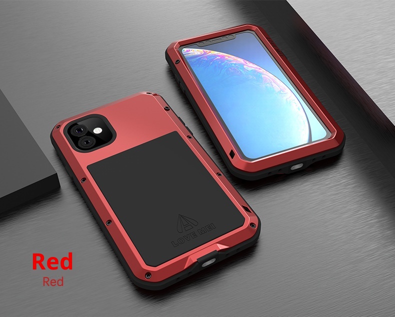 TechGlobe Compatible With IPhone 11 Shockproof Phone Case Thickened Silicone Full Coverage Military Anti-drop Metal Frame_voghion.com