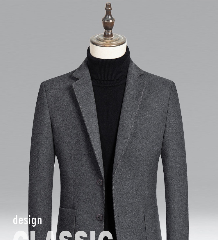jongen Enkelzijdige kasjmierjas Herfst Winter Effen Kleur Korte Wollen Jas Herenpak Veelzijdig_voghion.com