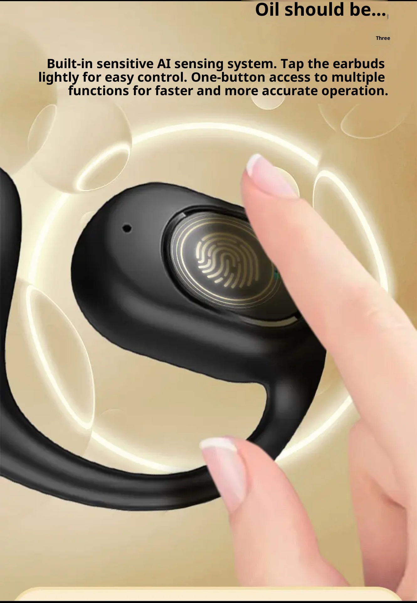 Auricolari Bluetooth 3c OWS non in-ear con controllo touch, gancio singolo per l'orecchio, wireless, sport, commercio estero transfrontaliero, osso_voghion.com