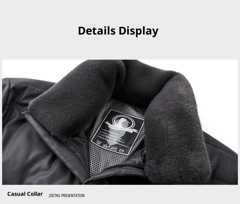 boy Plus Size Casual Sheepskin Warm Thick Genuine Leather Men's Coat Dad's Down Jacket_voghion.com