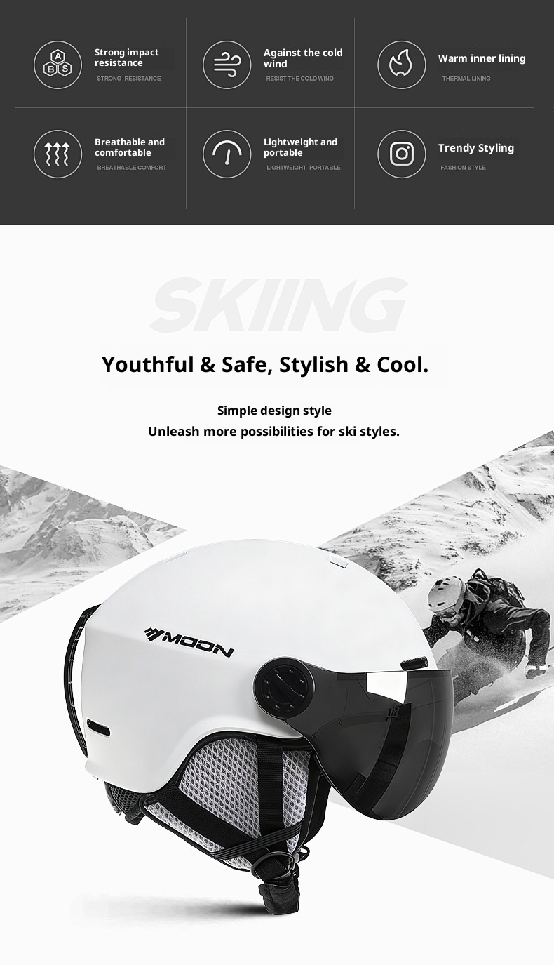 001 Ski Aziatische hoofdvorm beschermende uitrusting voor mannen en vrouwen harde helm anti-botsing met bril eendelig ontwerp_voghion.com