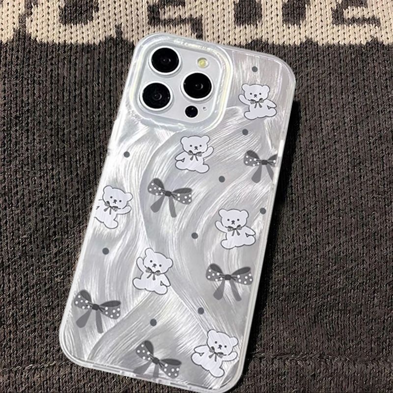 TechGlobe Suitable For 17 Butterfly Bear 16 Feather Gauze Phone Case Cute IPhone 15 Plus Protective Cover 14 Pro Max_voghion.com