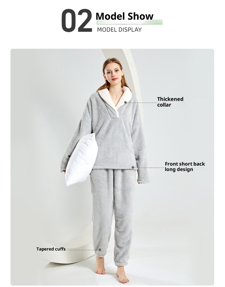 ChicShe Winter Cross-Border Women's Coral Fleece Comfortable Soft Pajamas Sleep Pants European And American Plus Size Homewear_voghion.com