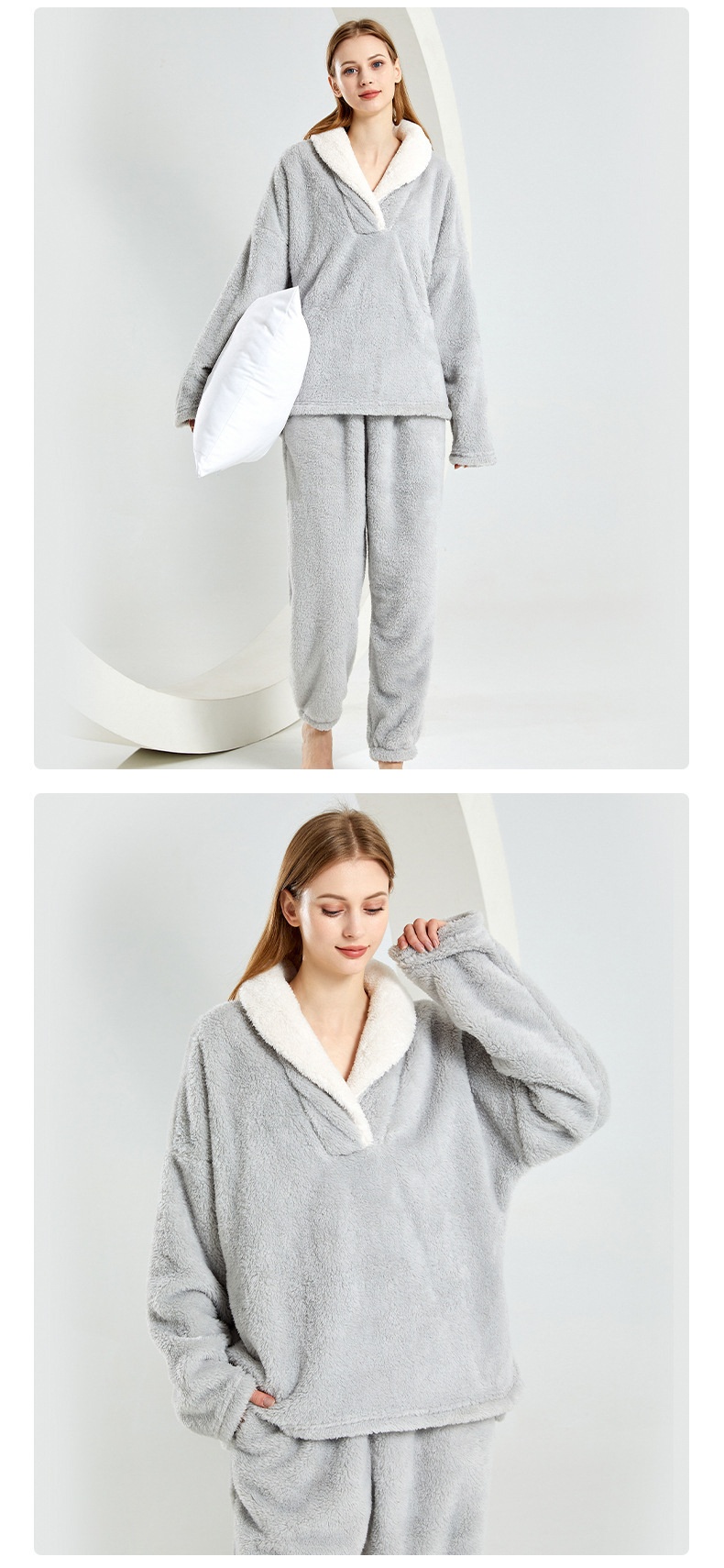 ChicShe Winter Cross-Border Women's Coral Fleece Comfortable Soft Pajamas Sleep Pants European And American Plus Size Homewear_voghion.com
