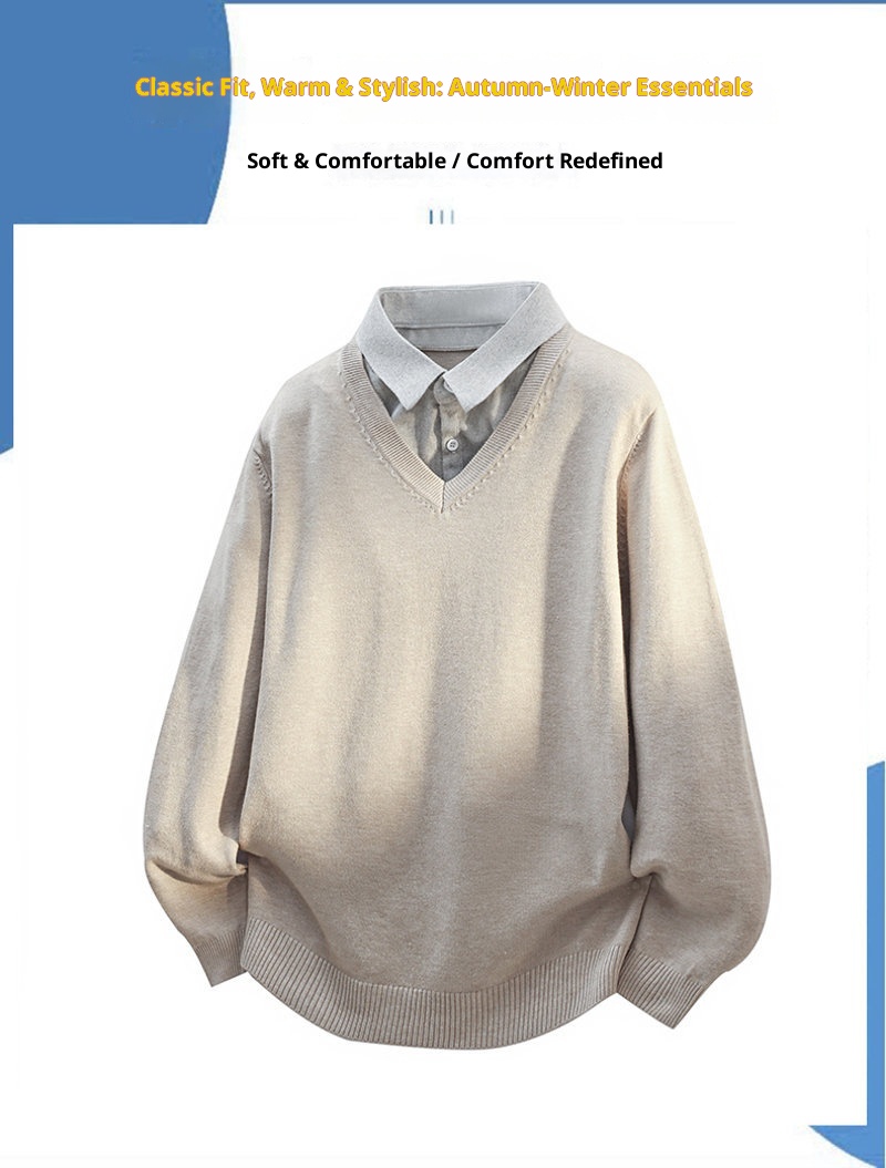 ragazzo Ragazzo Ragazzo Commercio Estero Transfrontaliero Dropshipping Trdy Nuovo 2025 Autunno Camicia Colletto Due Pezzi Maglione Pullover Per_voghion.com