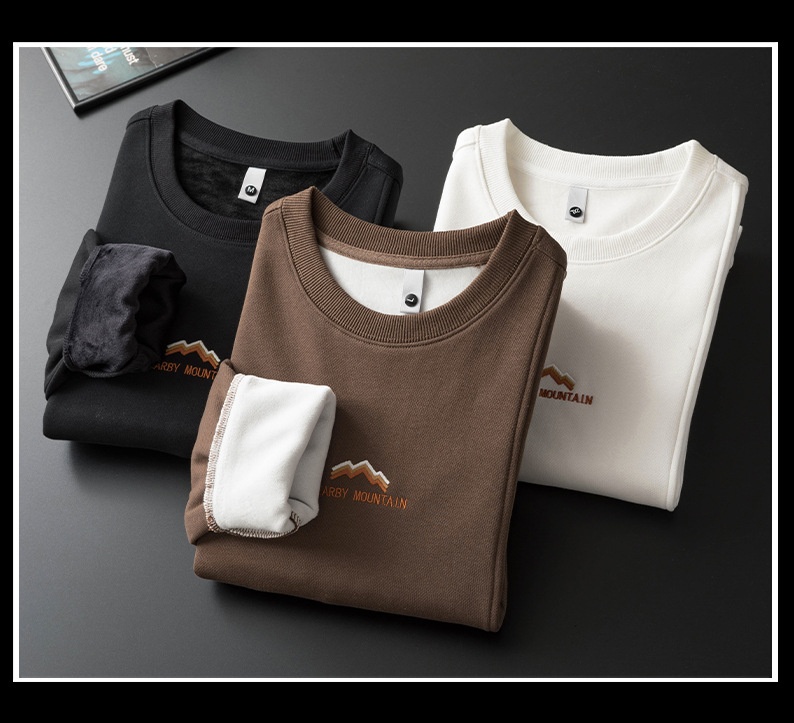 Felpa invernale imbottita con fodera in pile Anyang per uomo 2024, nuovo strato di base con scollo rotondo, calda e casual da uomo_voghion.com