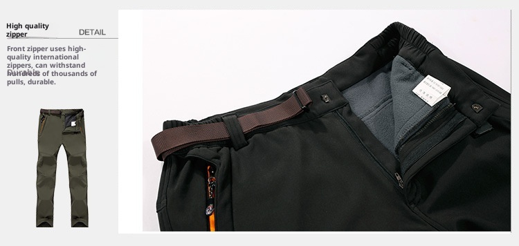 001 Wholesale Outdoor Men's Soft Shell Jacket Thickened Fleece Warm Breathable Windproof Mountaineering Casual Stretch Pants_voghion.com