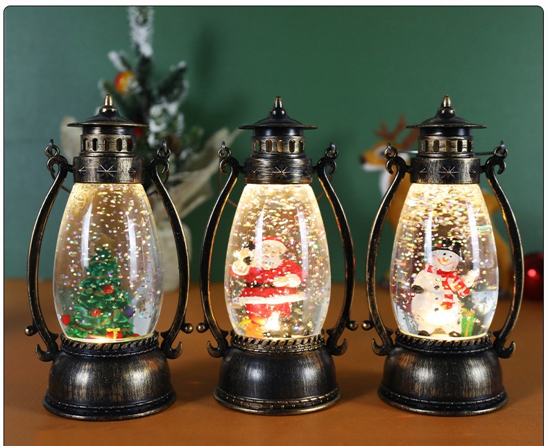 Lillian Decorations Crystal Ball Glowing Handheld Oil Lamp Snow Floating Light Gift Christmas Tabletop Ornament_voghion.com