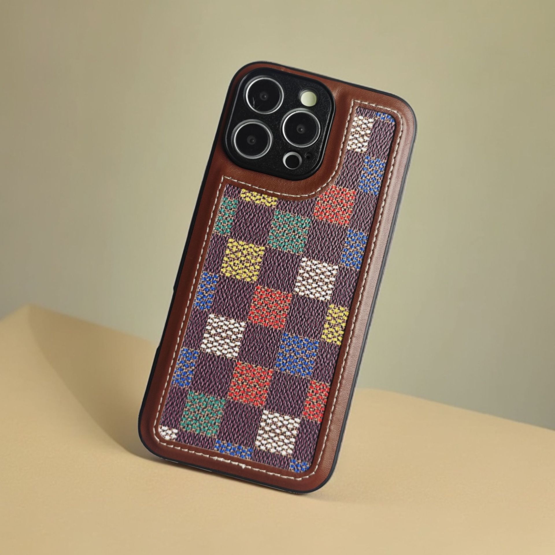 Étui de téléphone TechGlobe anti-chute, protection intégrale, compatible avec iPhone 16, motif à carreaux, vente en gros directement du fabricant_voghion.com