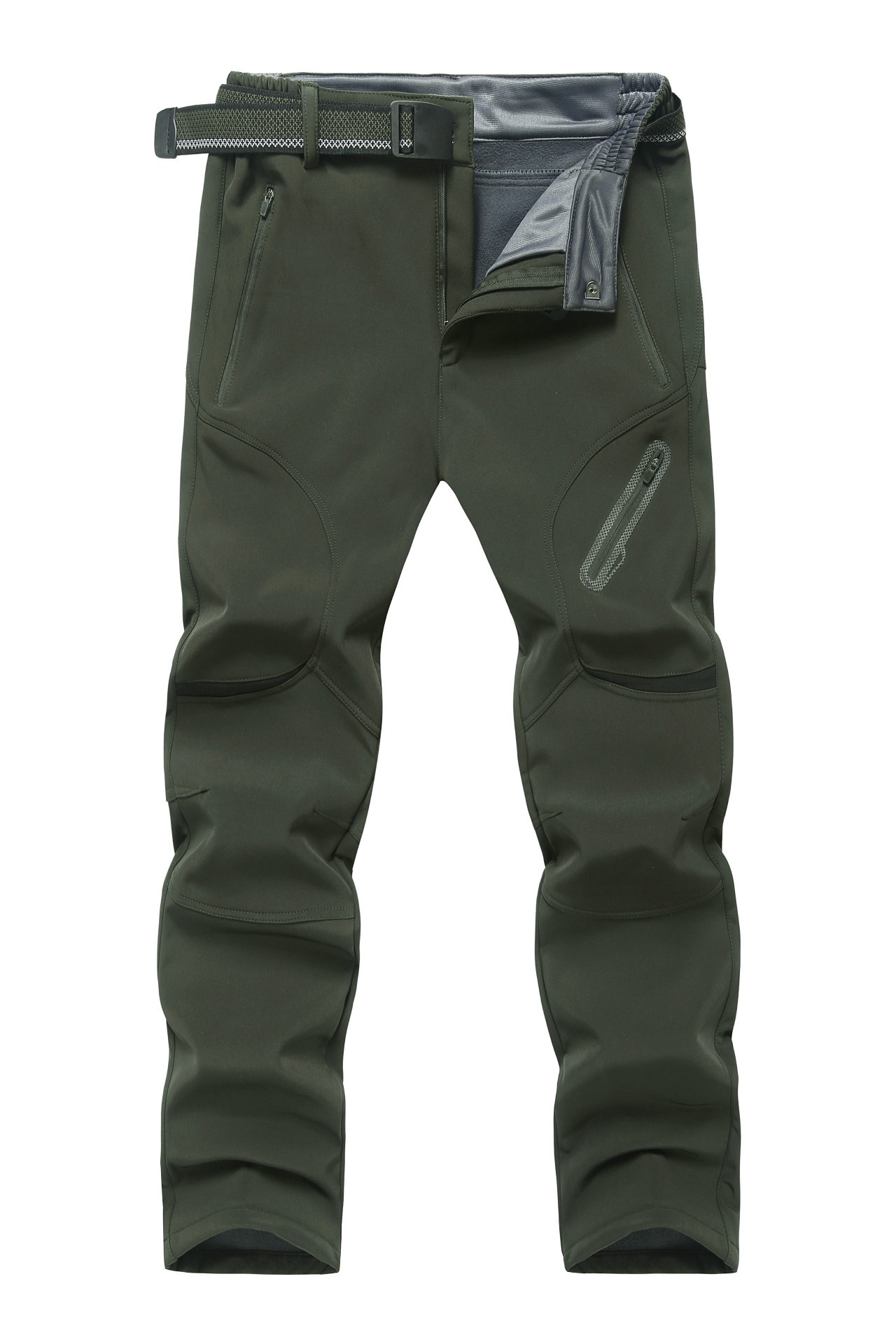 001 Outdoor Soft Shell Plus Extra Large Man Big Size Four-Way Stretch Fat Gothic Style Cargo Fleece-Lined Pants_voghion.com