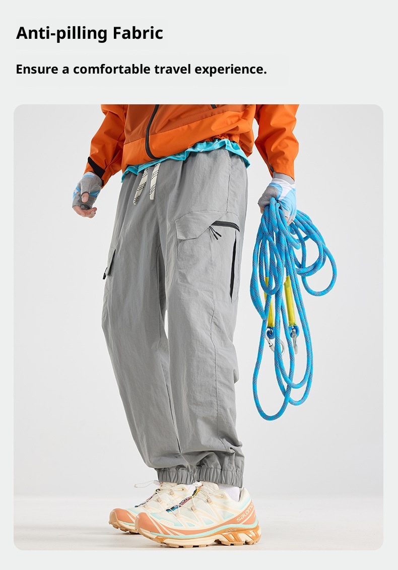 001 Outdoor lichtgewicht sport softshell voor heren en dames, lente en herfst trendy waterbestendige losse cargobroek, wandelen_voghion.com