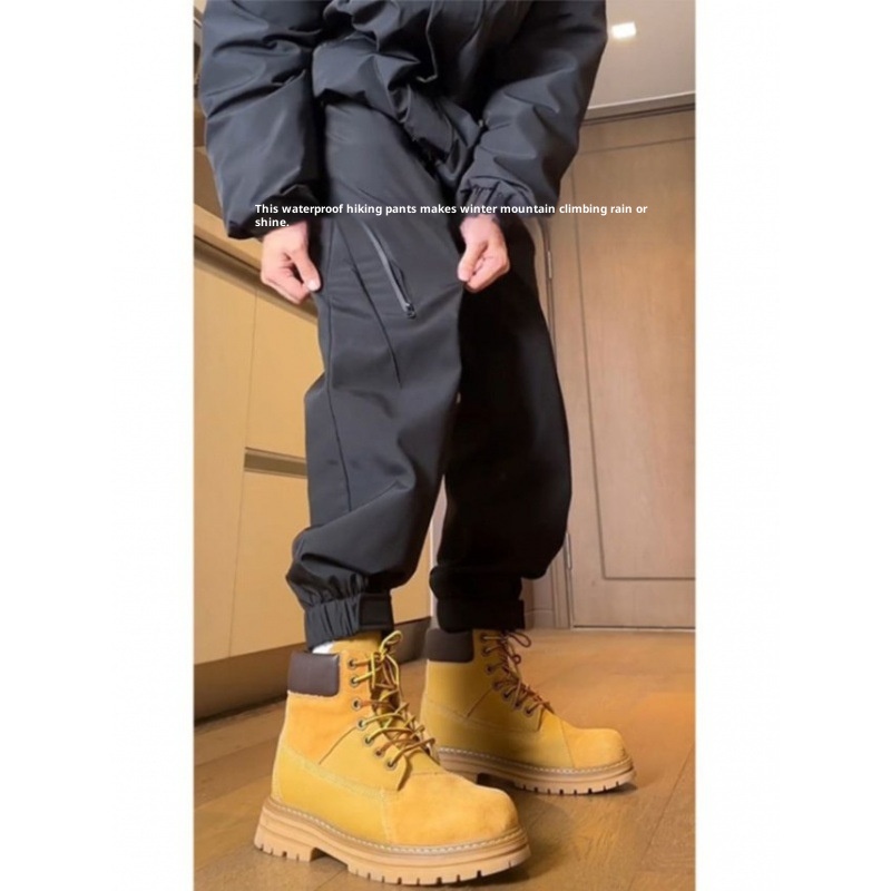 001 American Style Outdoor Functional Waterproof Softhell Men Winter High Street Fleece Lined Velcro Ski Hiking Jogger_voghion.com