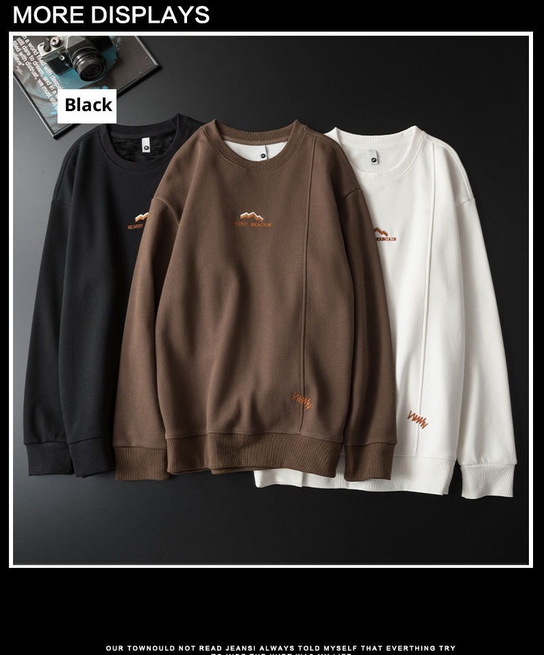 Felpa invernale imbottita con fodera in pile Anyang per uomo 2024, nuovo strato di base con scollo rotondo, calda e casual da uomo_voghion.com