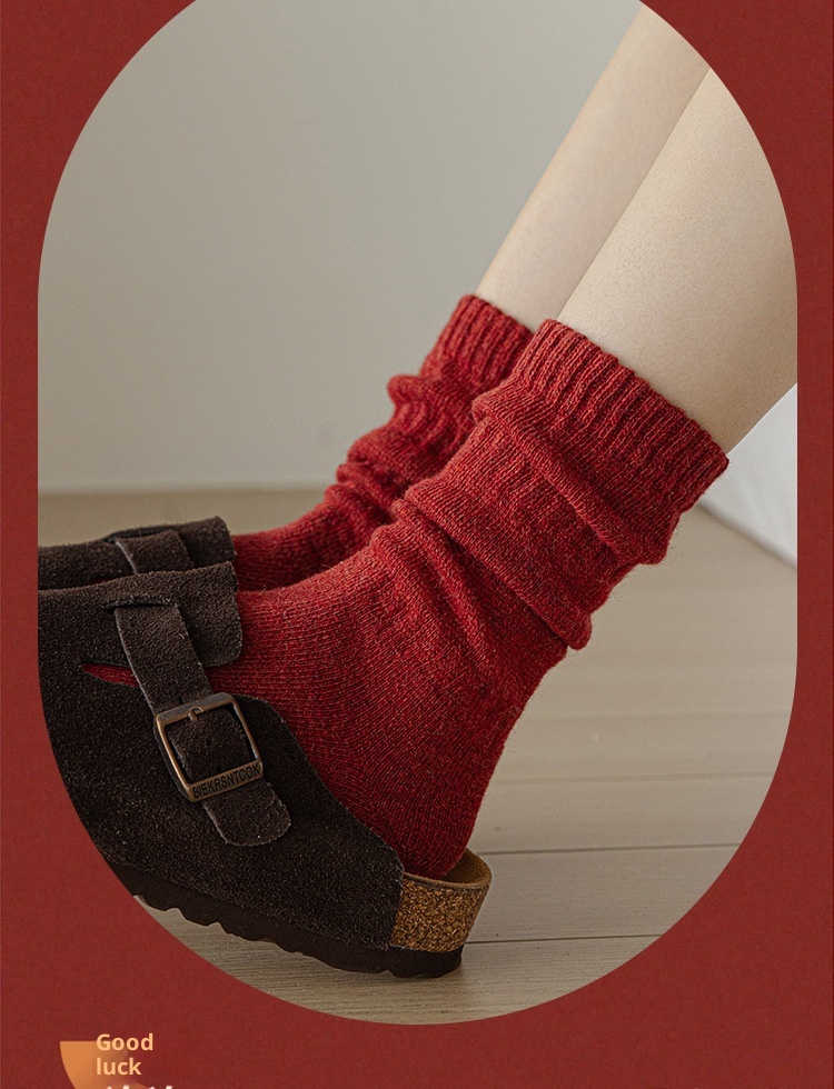 Calzini natalizi morbidi in lana rossa Angora di Lillian Suxinaimin, motivo: serpente, per donne, per capodanno_voghion.com