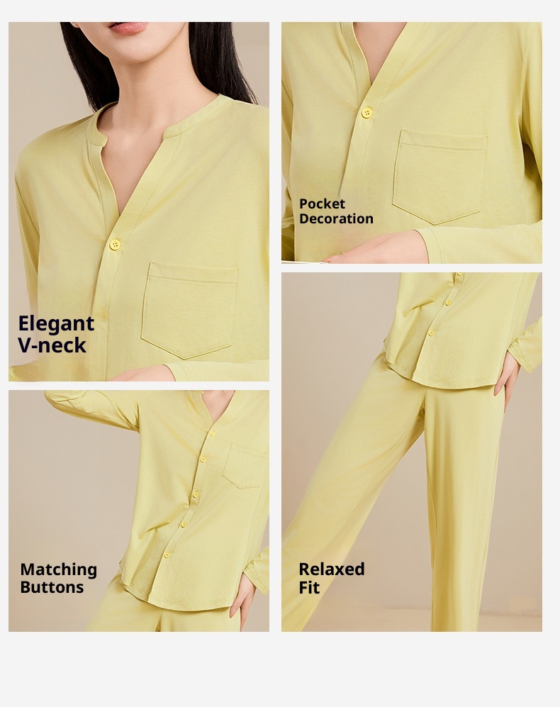 ChicShe Classe A Pigiama da donna in Tencel, traspirante, antibatterico, a maniche lunghe, autunnale, in cotone, per la casa, Xinjiang_voghion.com