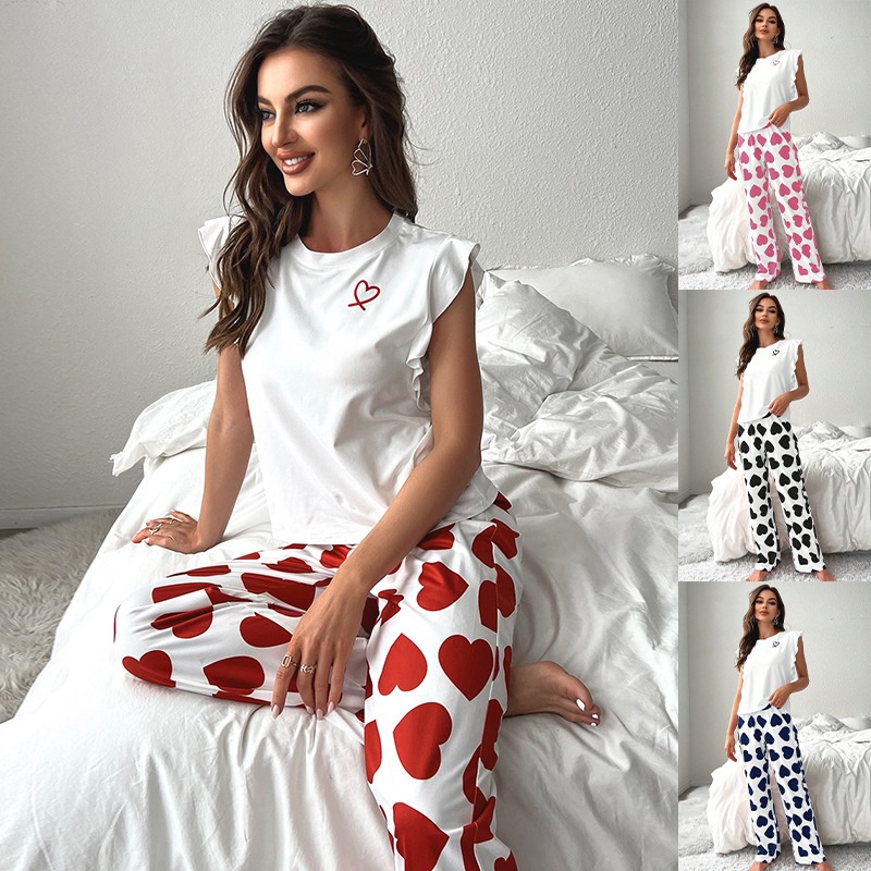 ChicShe Cross-Border Summer New European And American Style T-Shirt Long Pants Casual Comfortable Women's Pajamas Homewear Set_voghion.com