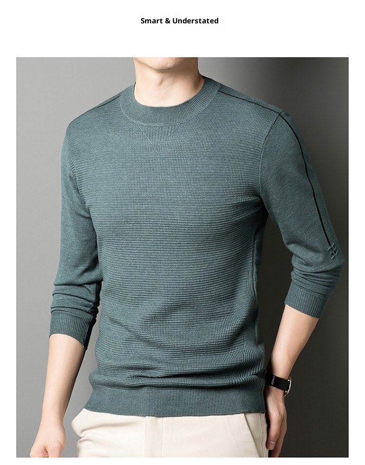 boy Thin Long Sleeve Knitted Wool For Men, Spring And Autumn, Round Neck, Casual Versatile Stretchy Trendy Fashion Base_voghion.com
