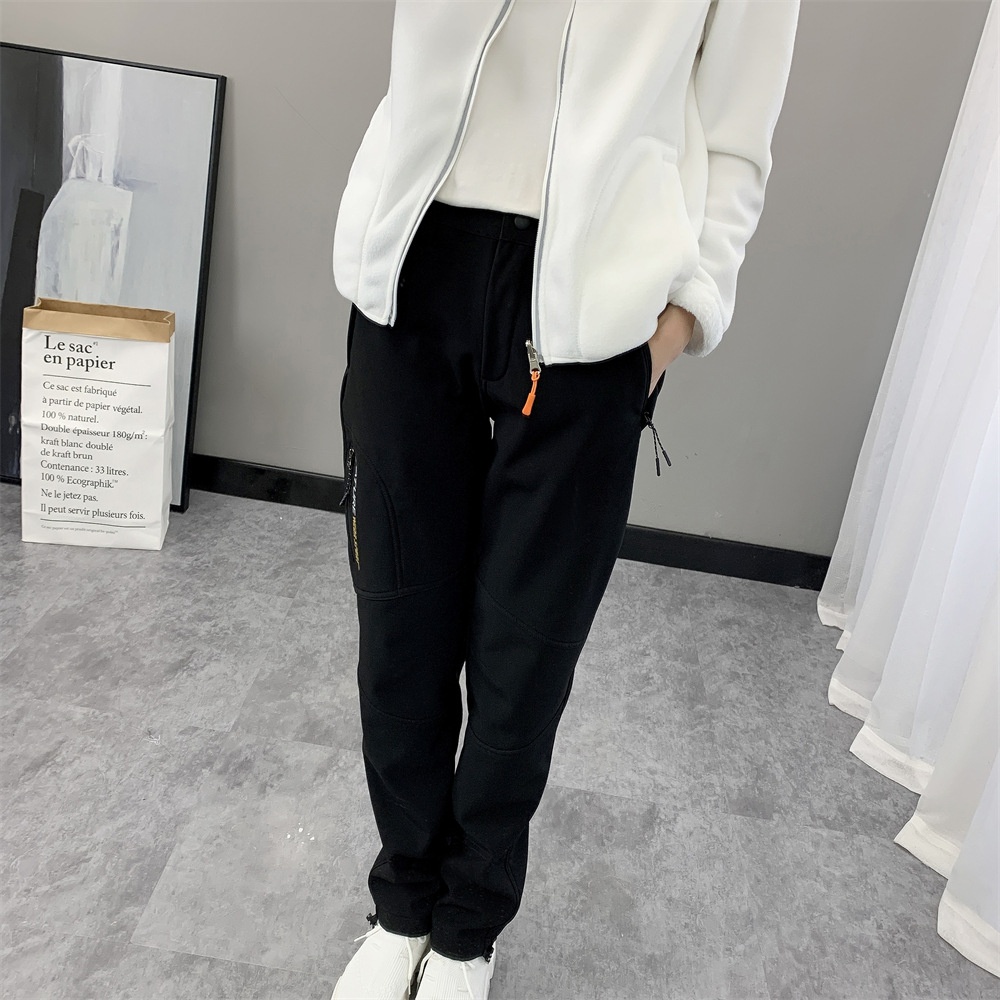 001 Winddichte und wasserdichte, mit Thermofleece gefütterte, dicke, lange Softshell-Wanderhose für Damen und Herren, Herbst und Winter_voghion.com