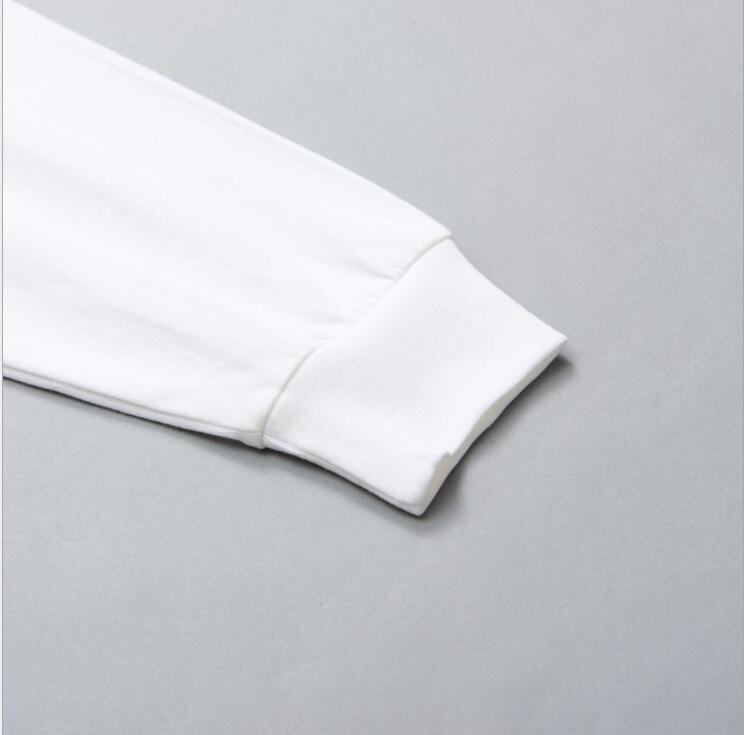 T-shirt unisexe à manches longues, col rond, 250 g, en pur coton japonais épais, coupe ample, sans coutures, fond blanc._voghion.com