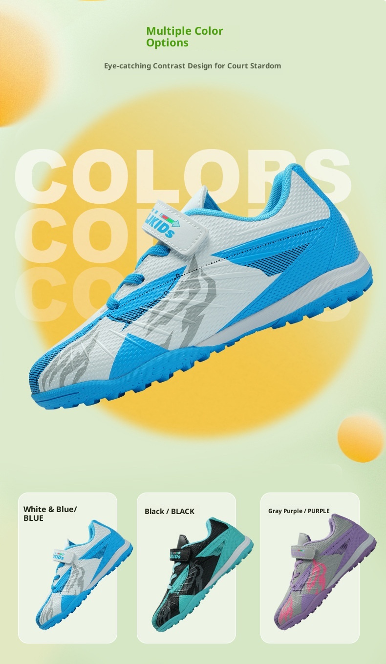 ShoeGlobe Zhizu Brand Soccer Children, No-Tie Shoelaces, Buckle TF Rubber Sole, Artificial Turf Training Shoes For Primary And_voghion.com