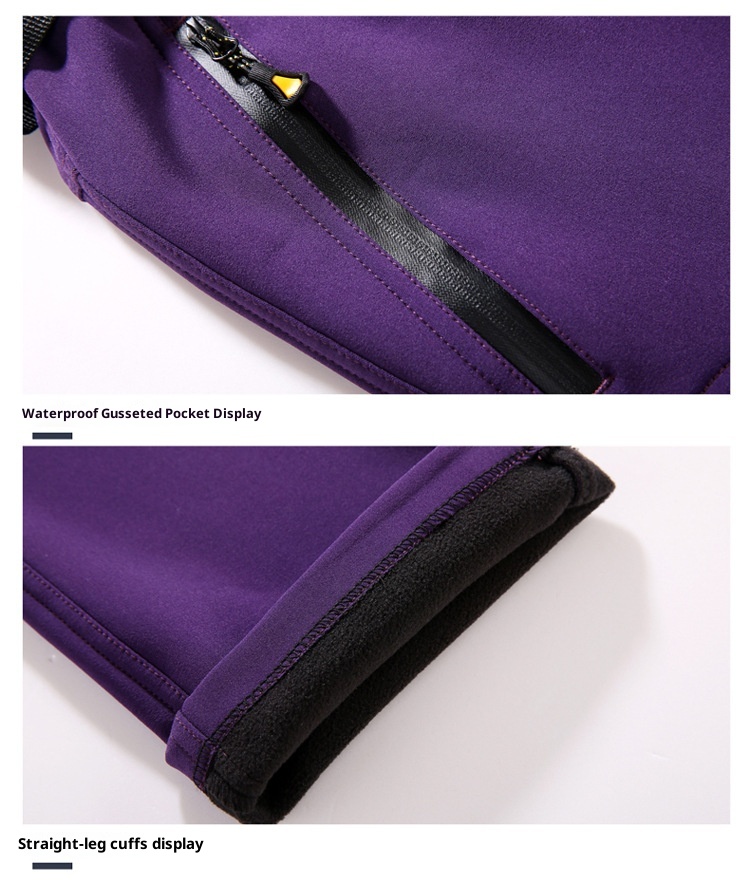001 Winter Fleece-Lined For Men Women, Windproof And Waterproof, Hiking Pants, Couples' Warm Softshell Pants_voghion.com