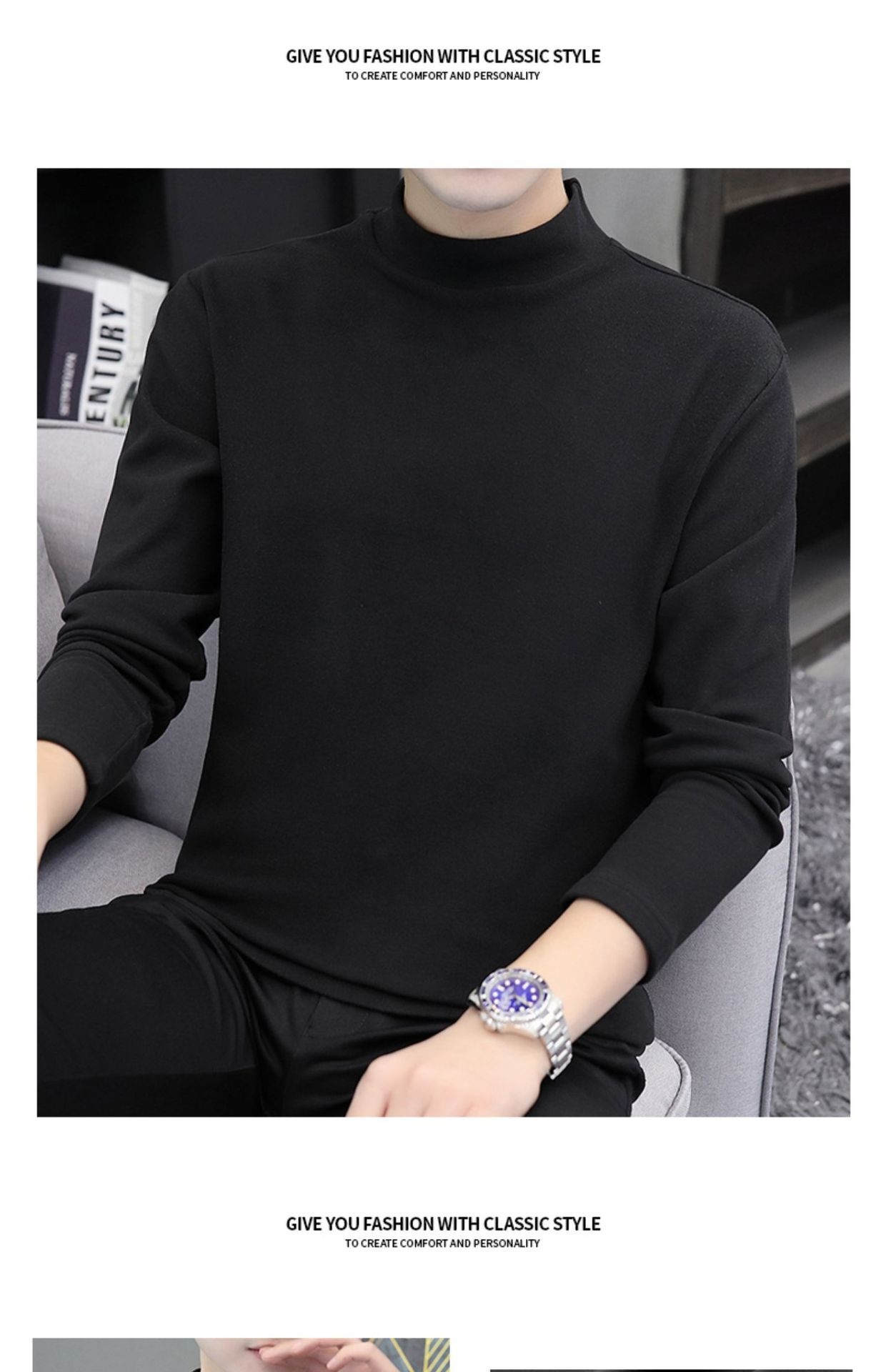 Jungen-Thermo-Langarmshirt mit halboffenem Rollkragen für Männer und Teenager, gefüttert mit dickem Fleece-Unterhemd_voghion.com