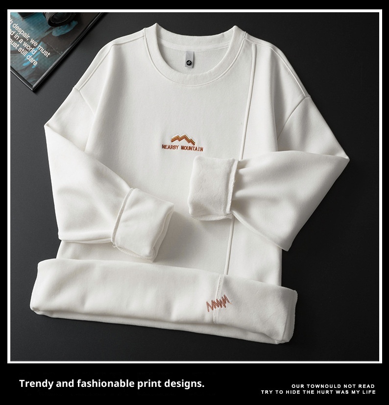 Felpa invernale imbottita con fodera in pile Anyang per uomo 2024, nuovo strato di base con scollo rotondo, calda e casual da uomo_voghion.com