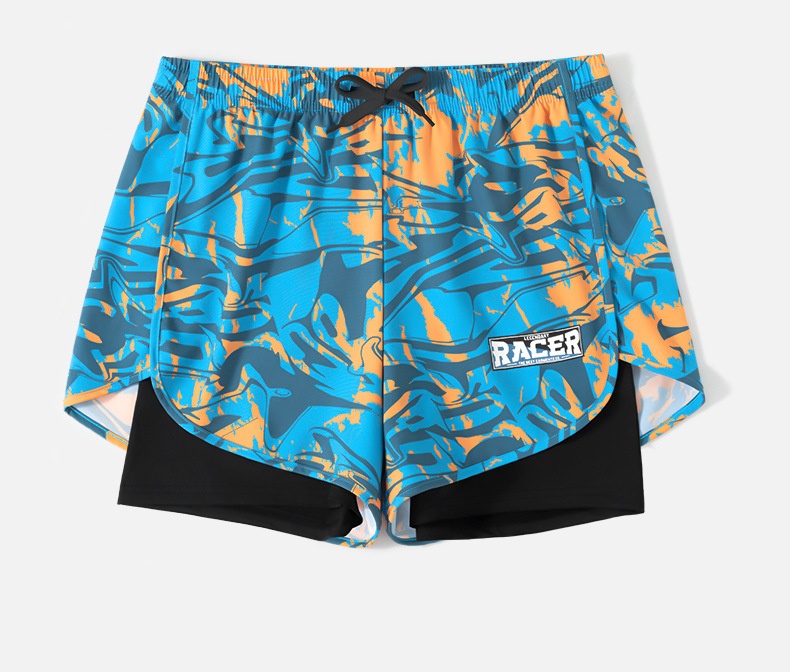 001 001 Swim Trunks Men's Boxer Five-Point Swimsuit Set Anti-Embarrassment New Professional Beach Adult Swimming Gear_voghion.com