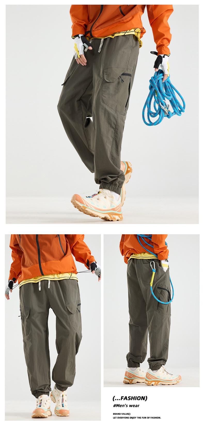 001 Outdoor lichtgewicht sport softshell voor heren en dames, lente en herfst trendy waterbestendige losse cargobroek, wandelen_voghion.com