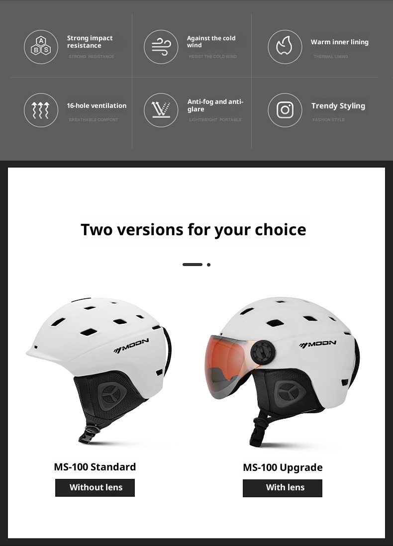 001 Einteiliger Skibrillen-Schutzhelm Outdoor-Skiausrüstung Sportausrüstung Unisex-Schneehelm_voghion.com