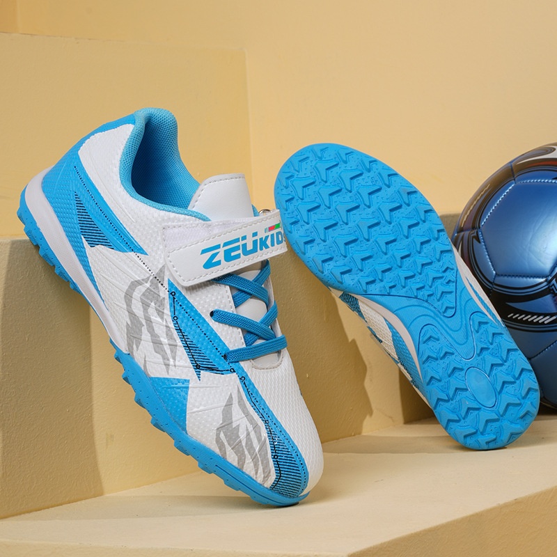 ShoeGlobe Zhizu Brand Soccer Children, No-Tie Shoelaces, Buckle TF Rubber Sole, Artificial Turf Training Shoes For Primary And_voghion.com