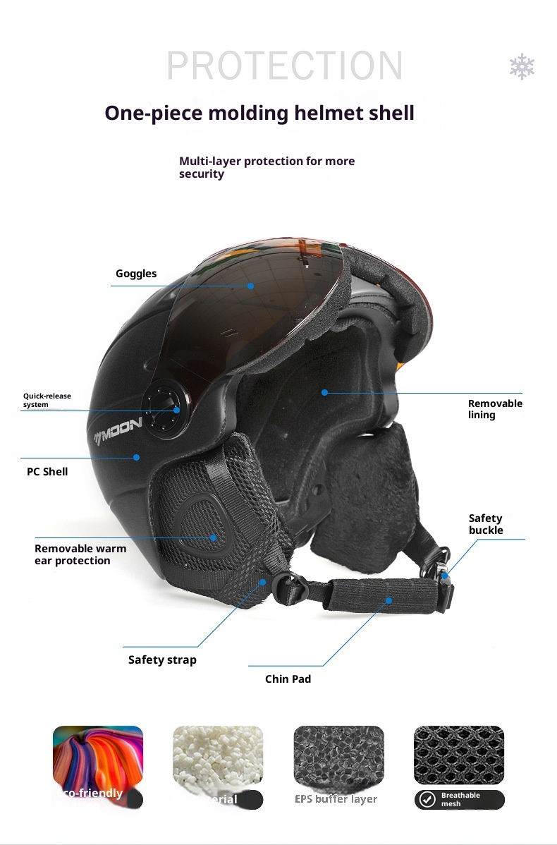 001 Moon Cross-Border E-Commerce Sicherheit mit Skibrille, einteiliger, geformter Unisex-Skihelm_voghion.com