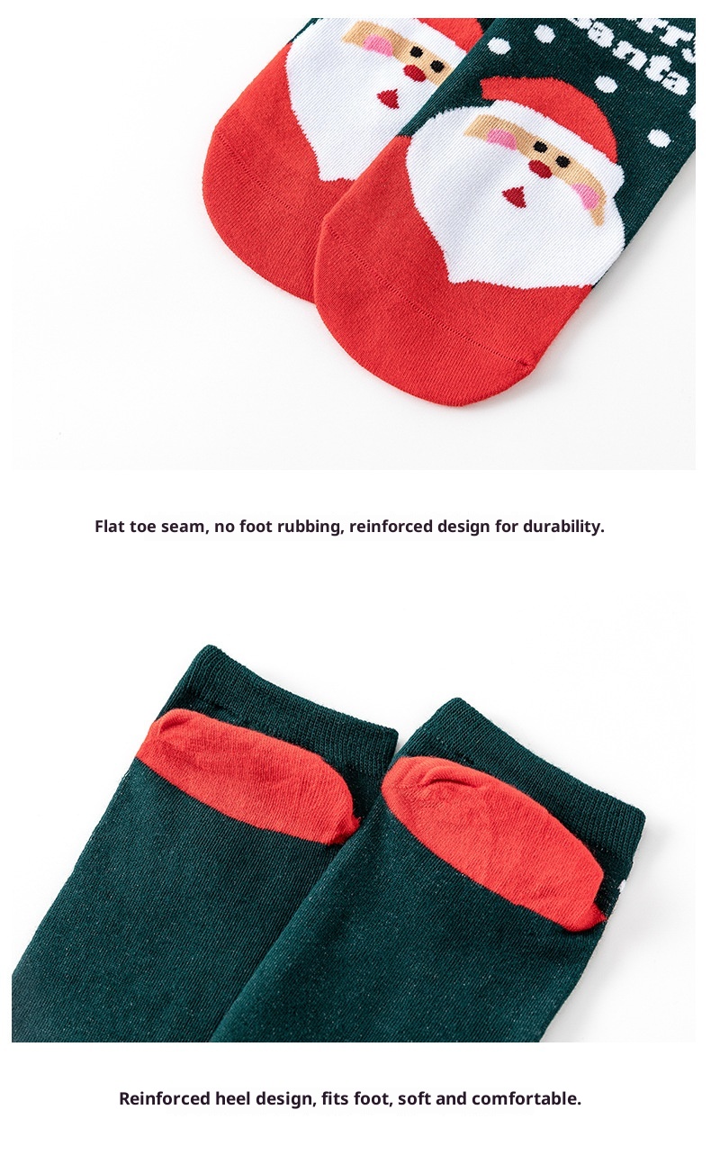 Lillian Women's Autumn Winter Cotton Cartoon 4 Pairs New Year Cute Japanese Style Christmas Short Socks_voghion.com