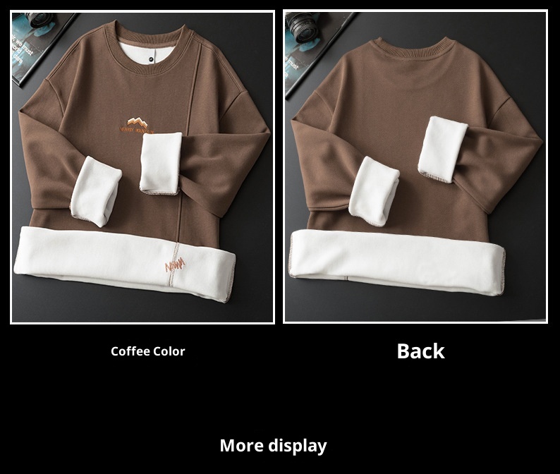 Felpa invernale imbottita con fodera in pile Anyang per uomo 2024, nuovo strato di base con scollo rotondo, calda e casual da uomo_voghion.com