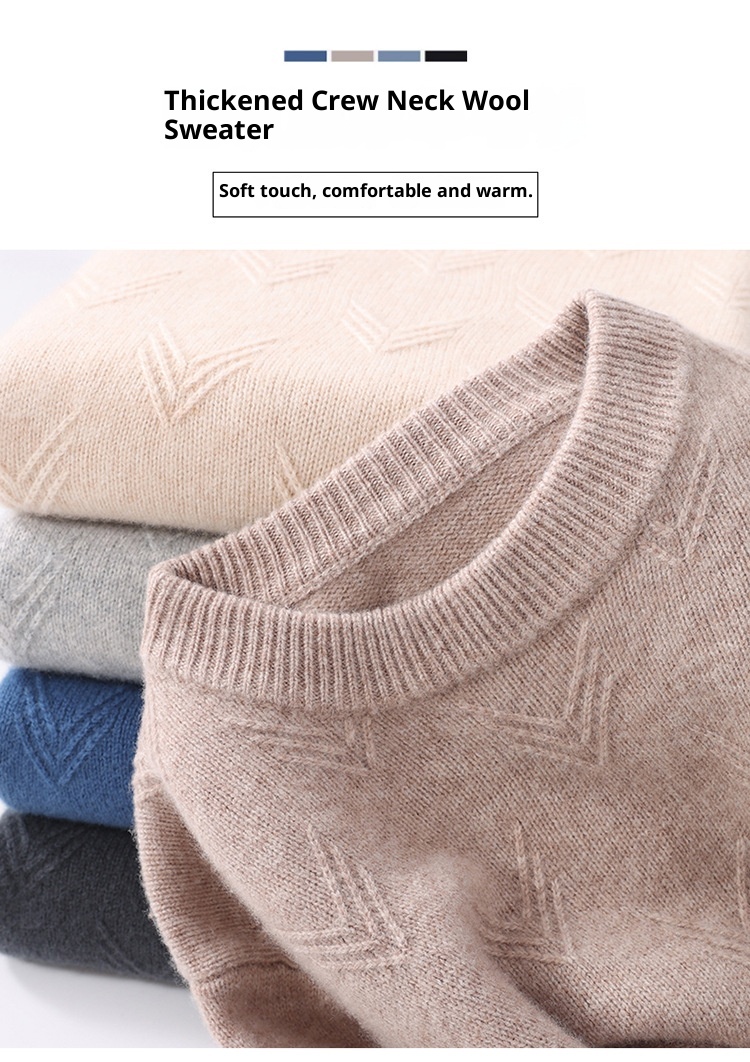 ragazzo ragazzo ragazzo autunno inverno nuovo 100% lana da uomo maglione girocollo caldo spesso camicia di base lavorata a maglia casual_voghion.com
