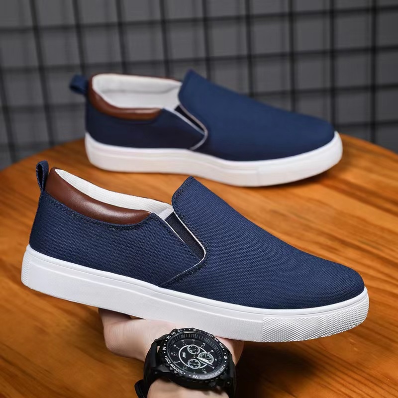 Scarpe da donna in tela traspirante basse e piatte per il commercio estero giapponese e coreano, scarpe slip-on di grandi dimensioni transfrontaliere._voghion.com