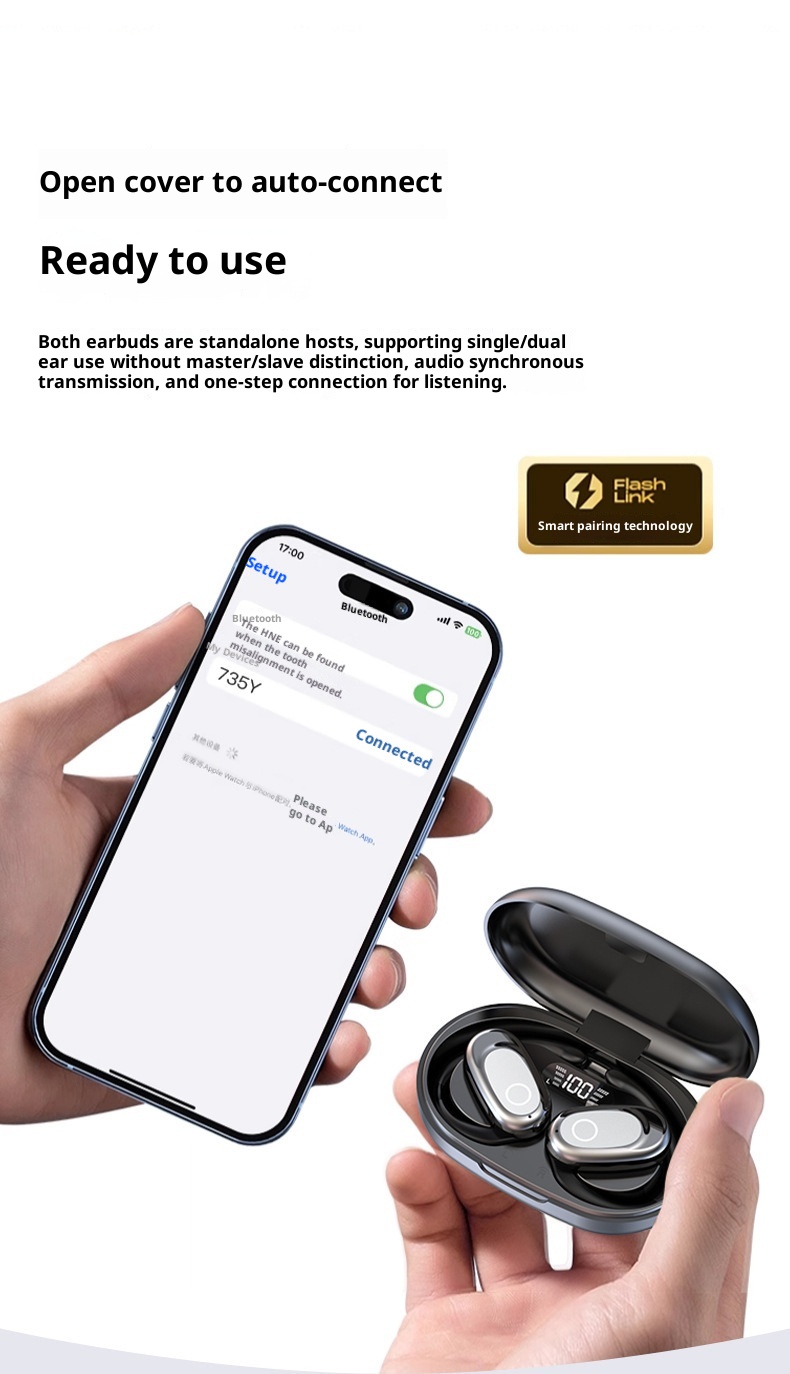 3c 2025 New Fashionable And Practical Wireless Ear-Hook Bluetooth Earphones, Noise Cancelling, Non-In-Ear, Long Battery_voghion.com