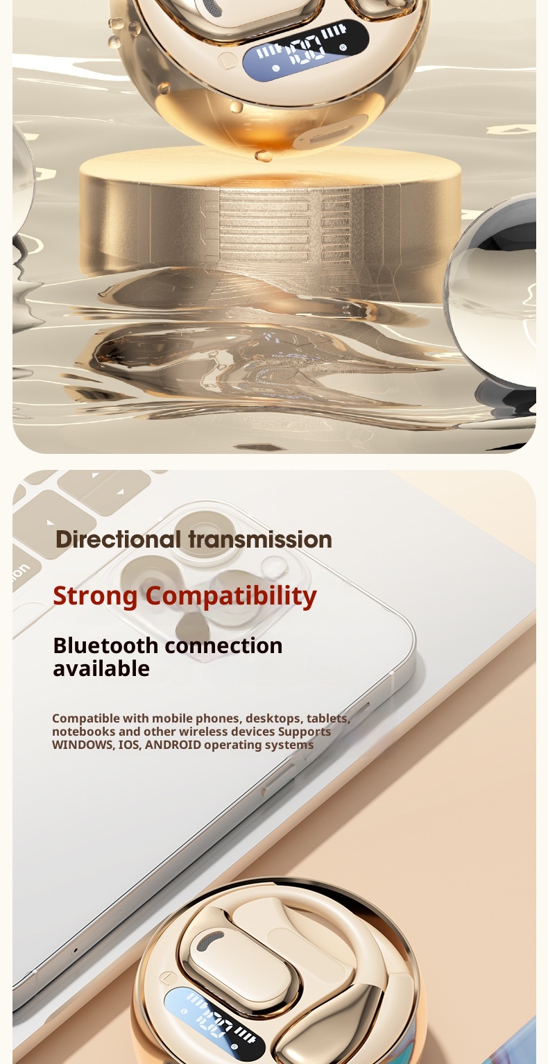 3c Cross-Border Hot M76 Hook Open Ear Non-In-Ear OWS Bone Conduction Wireless Bluetooth Earphone Color Display_voghion.com