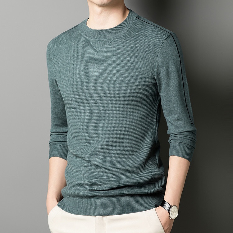 boy Thin Long Sleeve Knitted Wool For Men, Spring And Autumn, Round Neck, Casual Versatile Stretchy Trendy Fashion Base_voghion.com