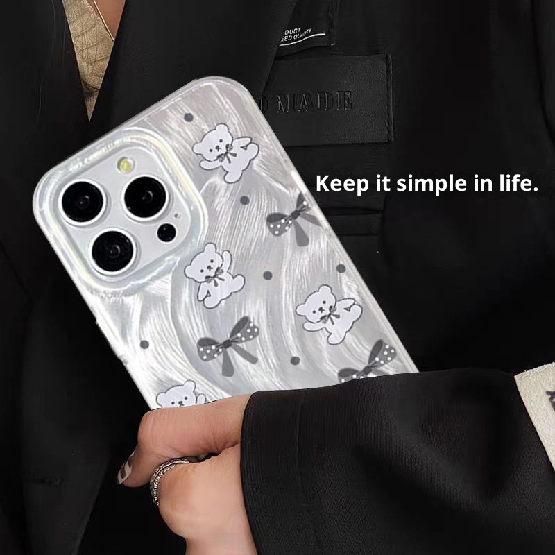 TechGlobe Suitable For 17 Butterfly Bear 16 Feather Gauze Phone Case Cute IPhone 15 Plus Protective Cover 14 Pro Max_voghion.com