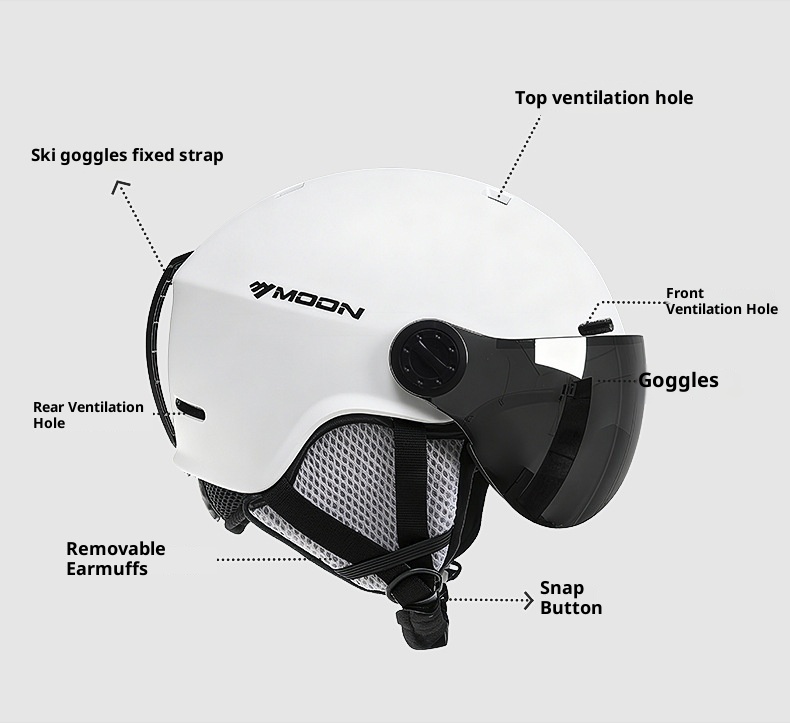 001 Ski Aziatische hoofdvorm beschermende uitrusting voor mannen en vrouwen harde helm anti-botsing met bril eendelig ontwerp_voghion.com